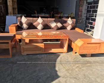 Sofa góc L ngăn kéo vát gỗ sồi Nga BG231